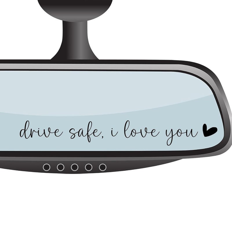 CIKTCOKO 4xDrive Safe,I Love You Rearview Mirror Decal,Cute Car Decal For Women,Rear View Mirror Sticker,Car Mirror Sticker Decal,Car Window Decal,Car Accessory Interior,Car Decor Accessories For Women - Image 1